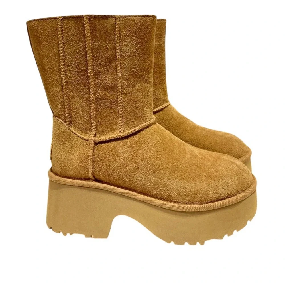 UGG Women's Classic Twin Seam New Heights Chestnut  Platform Boots sz 9  1158313